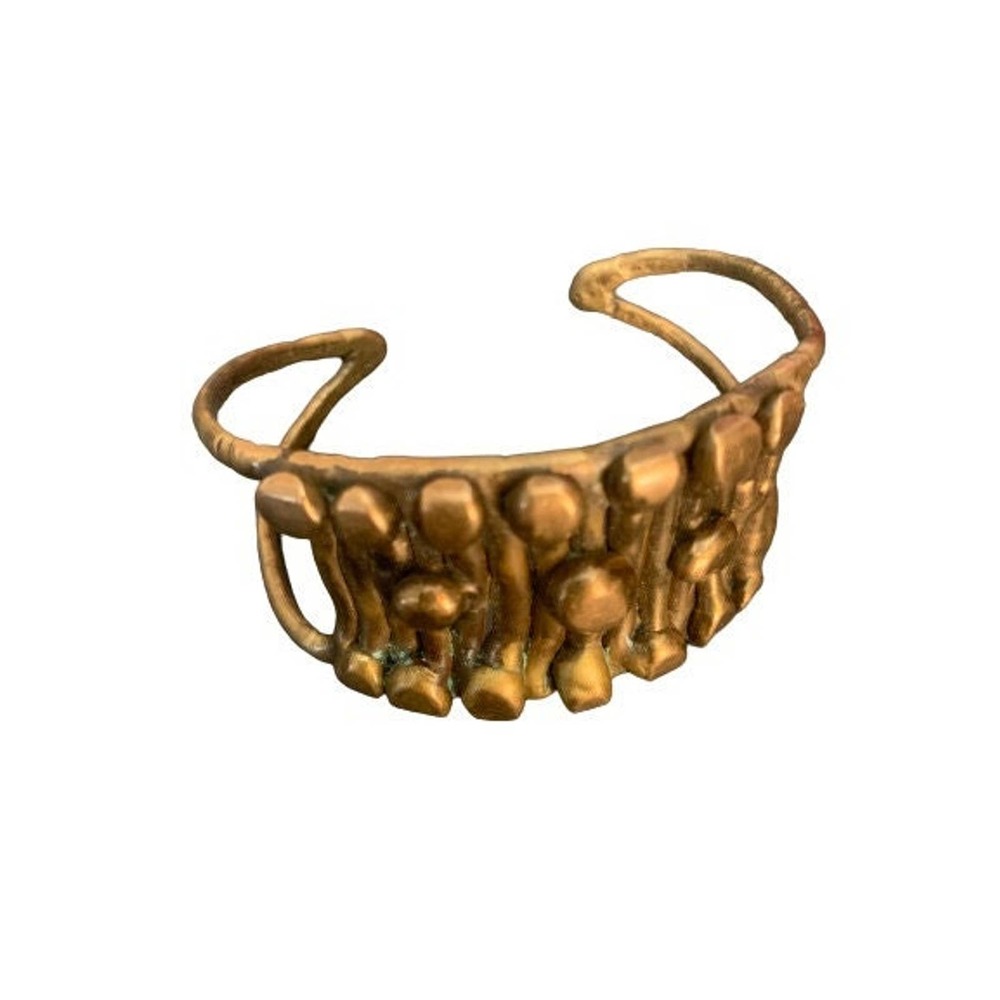 Brutalist Hand Crafted Cuff Bracelet // Mid Century Boho Chic Jewelry